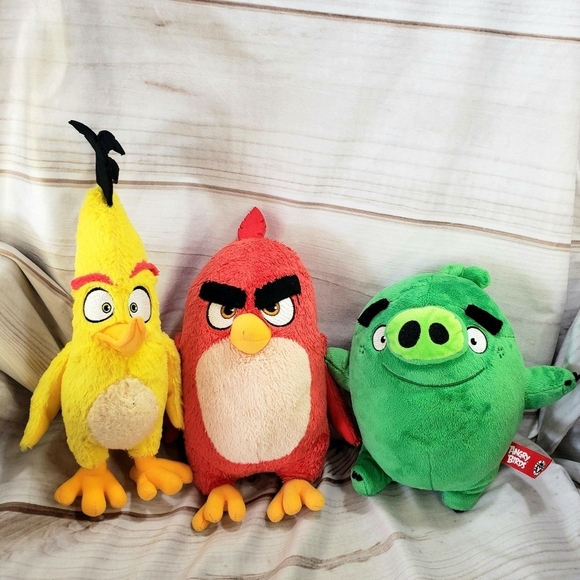 Angry Birds Movie Chuck Red Pig Plush Stuffed Toys Rovio 2019 Set Of 3 - Picture 1 of 14